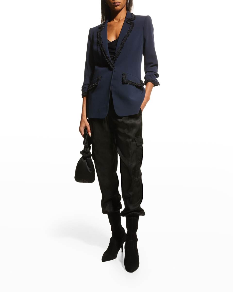Trimmed Crepe Khloe Blazer
